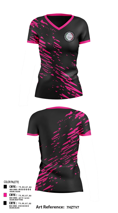 Women's Short Sleeve Vneck Shirt, La Familia, Men's Soccer, Teamtime, Team time, sublimation, custom sports apparel, team uniforms, spirit wear, spiritwear, sports uniforms, custom shirts, team store, custom team store, fundraiser sports, apparel fundraiser