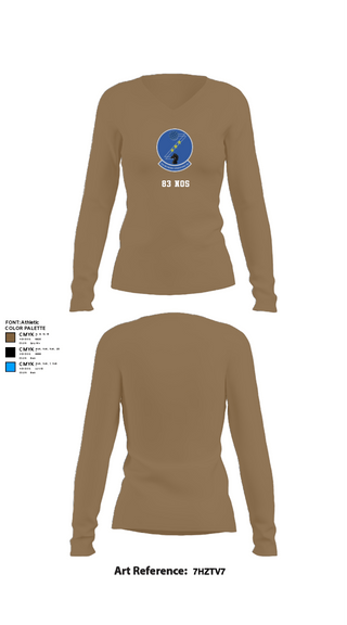 Women's Long Sleeve Vneck Shirt, 83 NOS, Air Force, Teamtime, Team time, sublimation, custom sports apparel, team uniforms, spirit wear, spiritwear, sports uniforms, custom shirts, team store, custom team store, fundraiser sports, apparel fundraiser