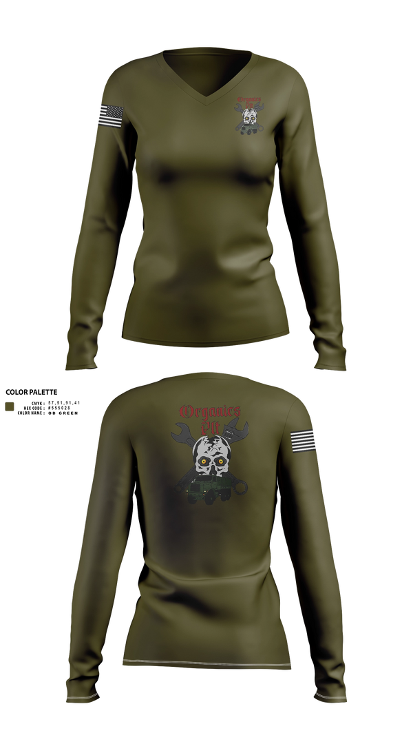 Women's Long Sleeve Vneck Shirt, Organics plt, Marines, Teamtime, Team time, sublimation, custom sports apparel, team uniforms, spirit wear, spiritwear, sports uniforms, custom shirts, team store, custom team store, fundraiser sports, apparel fundraiser