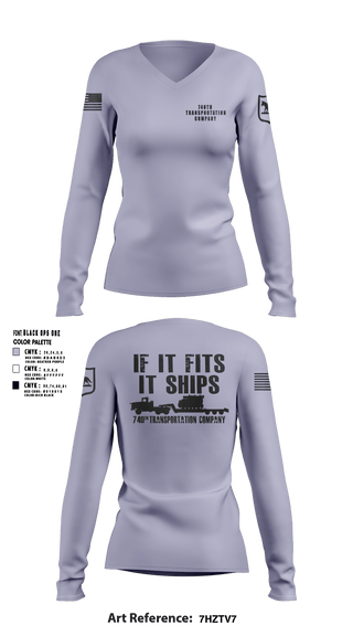 Women's Long Sleeve Vneck Shirt, 740TH TRANSPORTATION COMPANY, National Guard, Teamtime, Team time, sublimation, custom sports apparel, team uniforms, spirit wear, spiritwear, sports uniforms, custom shirts, team store, custom team store, fundraiser sports, apparel fundraiser