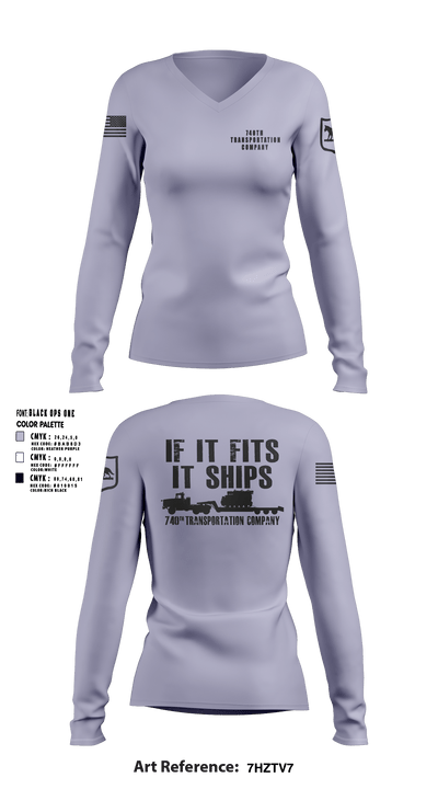 740TH TRANSPORTATION COMPANY 35775889 Women's Long Sleeve V-neck Shirt - 2