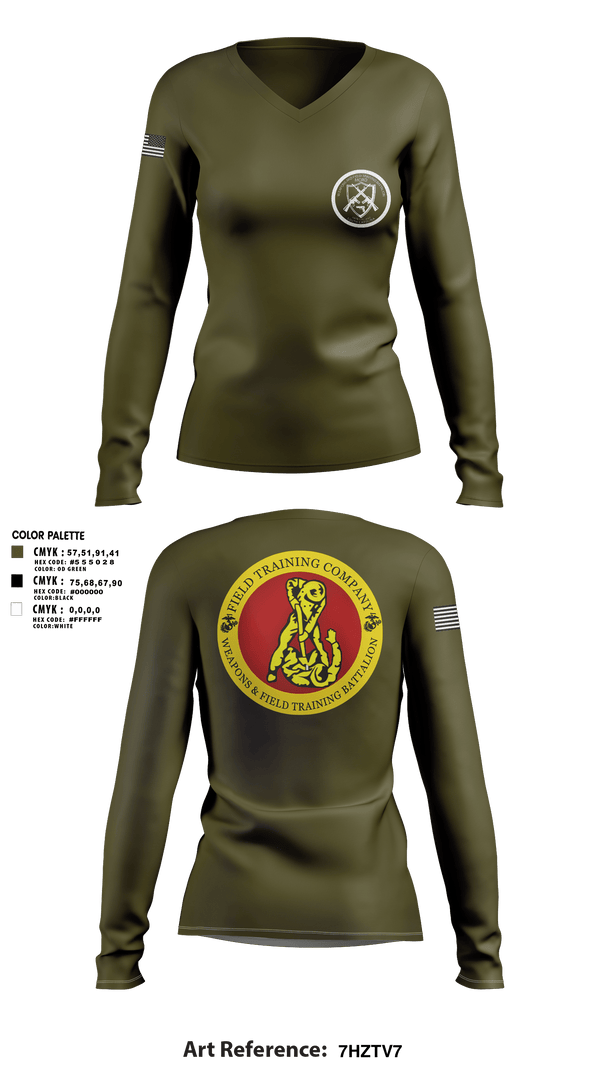 Women's Long Sleeve Vneck Shirt, Weapons Field Training, , Teamtime, Team time, sublimation, custom sports apparel, team uniforms, spirit wear, spiritwear, sports uniforms, custom shirts, team store, custom team store, fundraiser sports, apparel fundraiser