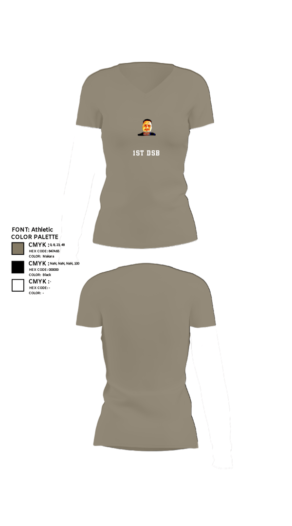 Women's Short Sleeve Vneck Shirt, 1st DSB, Marines, Teamtime, Team time, sublimation, custom sports apparel, team uniforms, spirit wear, spiritwear, sports uniforms, custom shirts, team store, custom team store, fundraiser sports, apparel fundraiser
