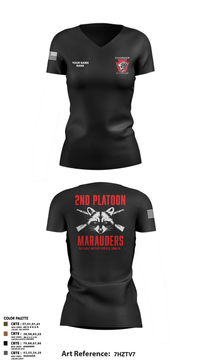 Charger Co. / 2-112th Infantry Battalion 37738588 Women's Short Sleeve V-neck Shirt - 73