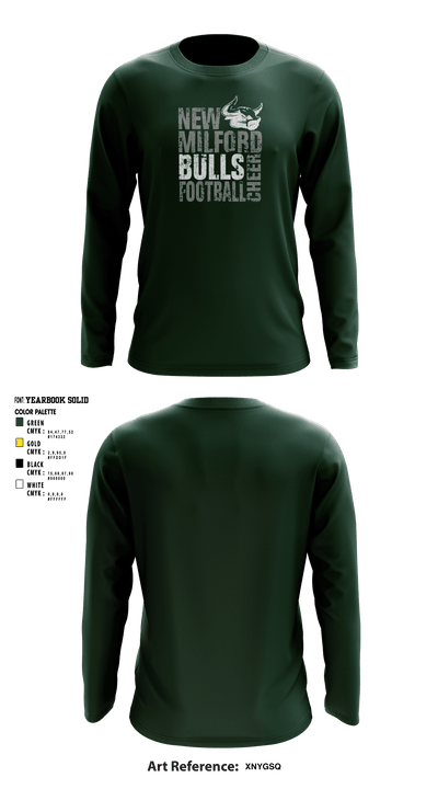 New Milford Bulls Football And Cheerleading 19489077 Long Sleeve Performance Shirt - 7