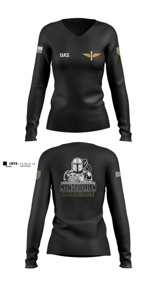 Women's Long Sleeve Vneck Shirt, 23rd BEB UAS, Army, Teamtime, Team time, sublimation, custom sports apparel, team uniforms, spirit wear, spiritwear, sports uniforms, custom shirts, team store, custom team store, fundraiser sports, apparel fundraiser