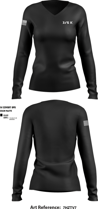 Women's Long Sleeve Vneck Shirt, 3/5 k, Marines, Teamtime, Team time, sublimation, custom sports apparel, team uniforms, spirit wear, spiritwear, sports uniforms, custom shirts, team store, custom team store, fundraiser sports, apparel fundraiser