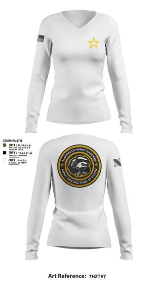 Women's Long Sleeve Vneck Shirt, Maryville Honeybadger, Army, Teamtime, Team time, sublimation, custom sports apparel, team uniforms, spirit wear, spiritwear, sports uniforms, custom shirts, team store, custom team store, fundraiser sports, apparel fundraiser