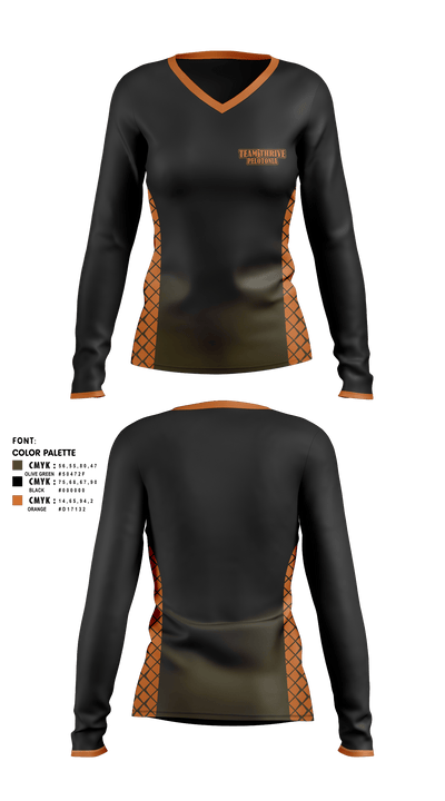 Team Thrive Pelotonia 63544717 Women's Long Sleeve V-neck Shirt - 1