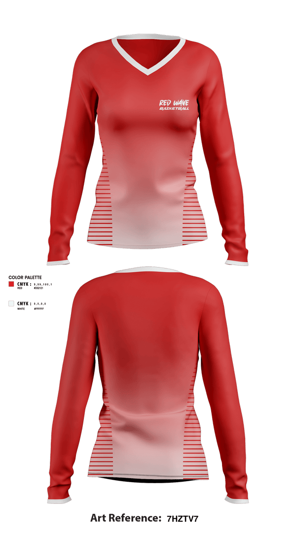 Women's Short Sleeve Vneck Shirt, Red wave, Women's Basketball, Teamtime, Team time, sublimation, custom sports apparel, team uniforms, spirit wear, spiritwear, sports uniforms, custom shirts, team store, custom team store, fundraiser sports, apparel fundraiser