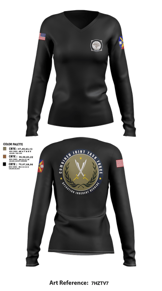 Women's Long Sleeve Vneck Shirt, 65th FAB, Army, Teamtime, Team time, sublimation, custom sports apparel, team uniforms, spirit wear, spiritwear, sports uniforms, custom shirts, team store, custom team store, fundraiser sports, apparel fundraiser