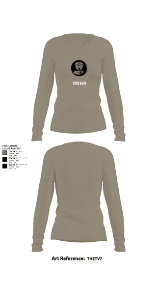Women's Long Sleeve Vneck Shirt, Red WarriorsCobras, Army, Teamtime, Team time, sublimation, custom sports apparel, team uniforms, spirit wear, spiritwear, sports uniforms, custom shirts, team store, custom team store, fundraiser sports, apparel fundraiser