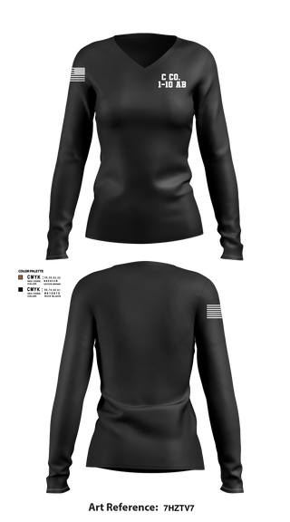 Women's Long Sleeve Vneck Shirt, C Co. 1-10 AB, , Teamtime, Team time, sublimation, custom sports apparel, team uniforms, spirit wear, spiritwear, sports uniforms, custom shirts, team store, custom team store, fundraiser sports, apparel fundraiser