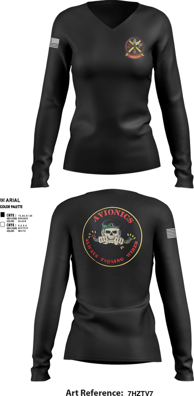 HMX-1 12885177 Women's Long Sleeve V-neck Shirt - 1