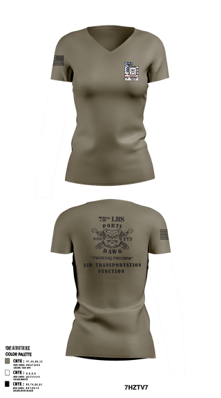 Women's Short Sleeve Vneck Shirt, 75 LRS, Air Force, Teamtime, Team time, sublimation, custom sports apparel, team uniforms, spirit wear, spiritwear, sports uniforms, custom shirts, team store, custom team store, fundraiser sports, apparel fundraiser
