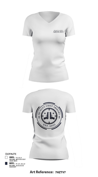 Women's Short Sleeve Vneck Shirt, QUALITY FIRST ARMORY, , Teamtime, Team time, sublimation, custom sports apparel, team uniforms, spirit wear, spiritwear, sports uniforms, custom shirts, team store, custom team store, fundraiser sports, apparel fundraiser