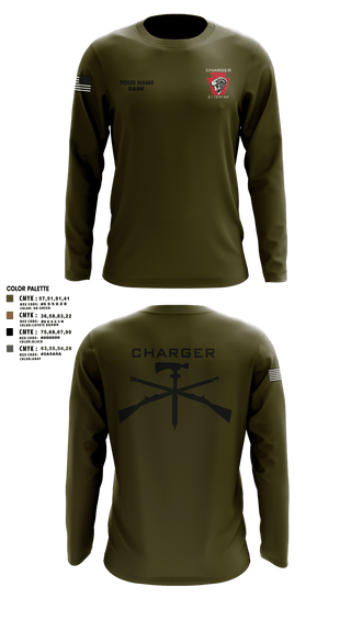Long Sleeve Performance Shirt, Charger Co. / 2-112th Infantry Battalion, National Guard, Teamtime, Team time, sublimation, custom sports apparel, team uniforms, spirit wear, spiritwear, sports uniforms, custom shirts, team store, custom team store, fundraiser sports, apparel fundraiser