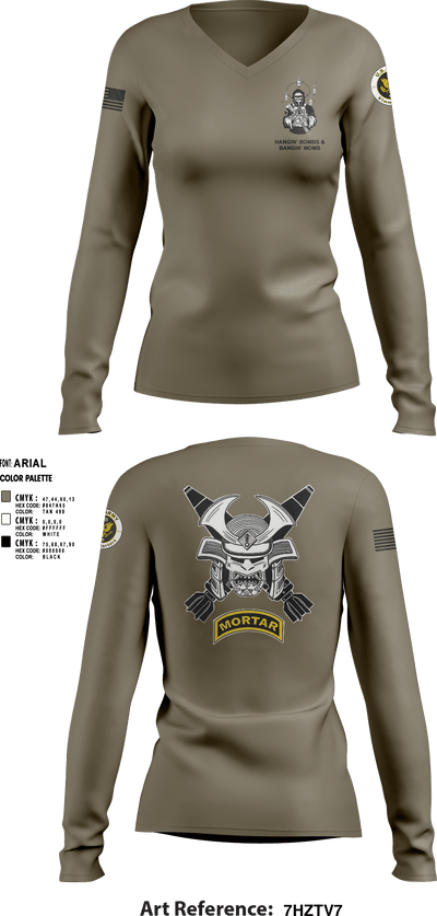2-1 INFANTRY 73448715 Women's Long Sleeve V-neck Shirt - 2