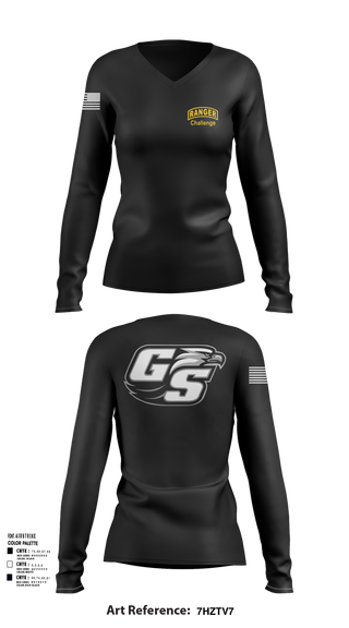 Women's Long Sleeve Vneck Shirt, GASOU ROTC Ranger Challenge, , Teamtime, Team time, sublimation, custom sports apparel, team uniforms, spirit wear, spiritwear, sports uniforms, custom shirts, team store, custom team store, fundraiser sports, apparel fundraiser