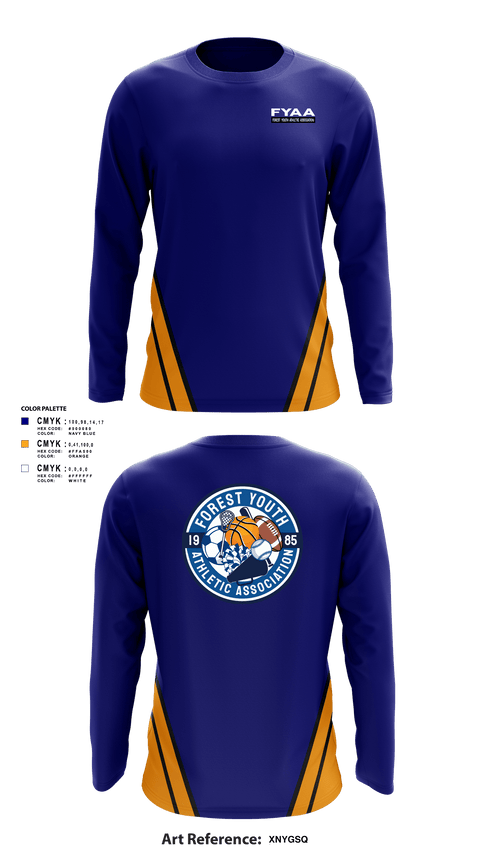 Long Sleeve Performance Shirt, Forest Youth Athletic Association Football, Football, Teamtime, Team time, sublimation, custom sports apparel, team uniforms, spirit wear, spiritwear, sports uniforms, custom shirts, team store, custom team store, fundraiser sports, apparel fundraiser