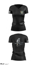 Military Intelligence Detachment 1st Battalion 10th Special Forces Group (Airborne) 57770757 Women's Short Sleeve V-neck Shirt - 4