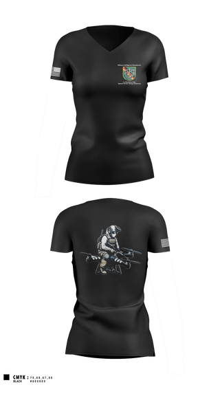 Women's Short Sleeve Vneck Shirt, Military Intelligence Detachment 1st Battalion 10th Special Forces Group (Airborne), Army, Teamtime, Team time, sublimation, custom sports apparel, team uniforms, spirit wear, spiritwear, sports uniforms, custom shirts, team store, custom team store, fundraiser sports, apparel fundraiser