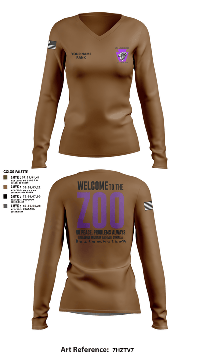 Charger Co. / 2-112th Infantry Battalion 37738588 Women's Long Sleeve V-neck Shirt - 81