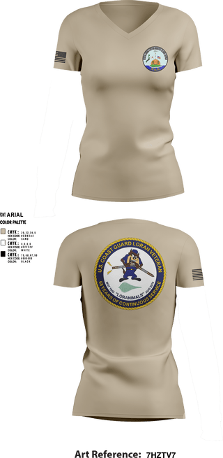 Women's Short Sleeve Vneck Shirt, Marcus Island Loran Station, Coast Guard, Teamtime, Team time, sublimation, custom sports apparel, team uniforms, spirit wear, spiritwear, sports uniforms, custom shirts, team store, custom team store, fundraiser sports, apparel fundraiser