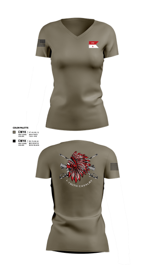 Women's Short Sleeve Vneck Shirt, Apache Troop 1-150th, Army, Teamtime, Team time, sublimation, custom sports apparel, team uniforms, spirit wear, spiritwear, sports uniforms, custom shirts, team store, custom team store, fundraiser sports, apparel fundraiser