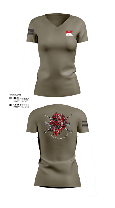 Apache Troop 1-150th 52177042 Women's Short Sleeve V-neck Shirt - 5