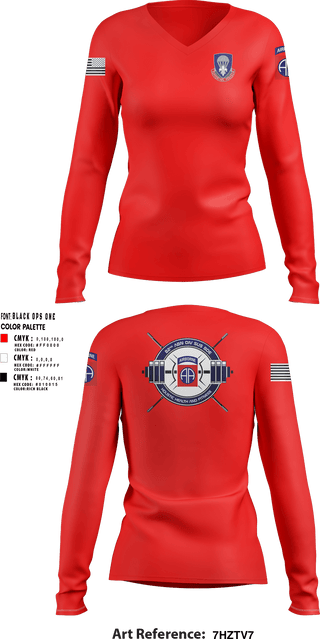 Women's Long Sleeve Vneck Shirt, 82nd ADSB H2F, Army, Teamtime, Team time, sublimation, custom sports apparel, team uniforms, spirit wear, spiritwear, sports uniforms, custom shirts, team store, custom team store, fundraiser sports, apparel fundraiser