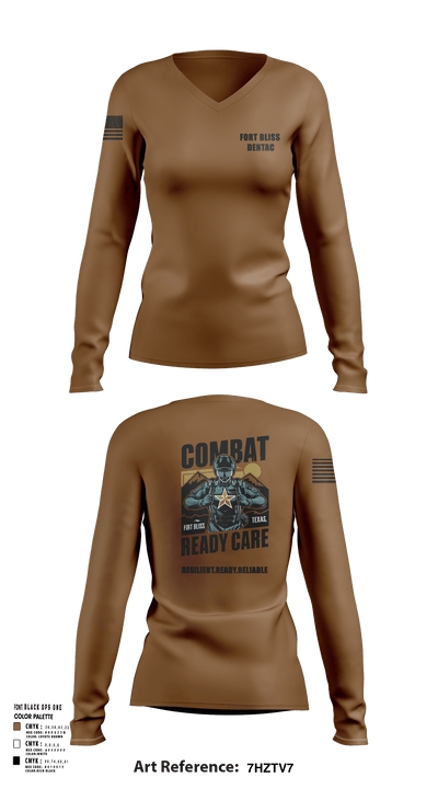 Fort Bliss DENTAC 45605501 Women's Long Sleeve V-neck Shirt - 1