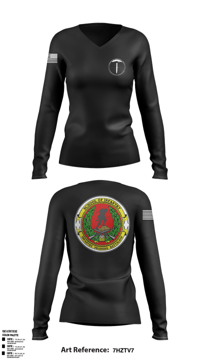 Infantry Training Battalion 84251172 Women's Long Sleeve V-neck Shirt - 1