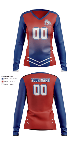 Women's Long Sleeve Vneck Shirt, Tougaloo College Volleyball, Women's Volleyball, Teamtime, Team time, sublimation, custom sports apparel, team uniforms, spirit wear, spiritwear, sports uniforms, custom shirts, team store, custom team store, fundraiser sports, apparel fundraiser