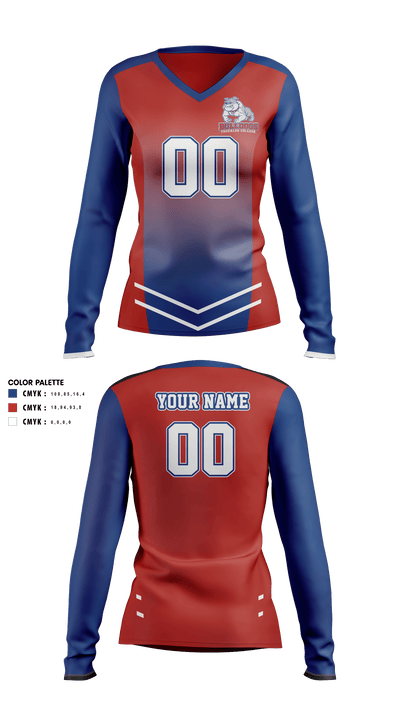 Tougaloo College Volleyball 94126568 Women's Long Sleeve V-neck Shirt - 40