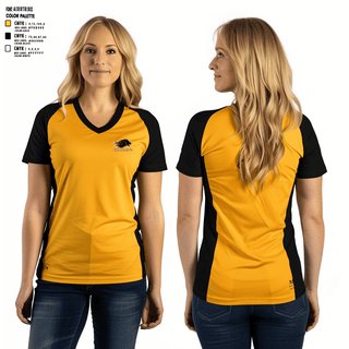 Women's Short Sleeve Vneck Shirt, Manila Middle School Volleyball, Women's Volleyball, Teamtime, Team time, sublimation, custom sports apparel, team uniforms, spirit wear, spiritwear, sports uniforms, custom shirts, team store, custom team store, fundraiser sports, apparel fundraiser