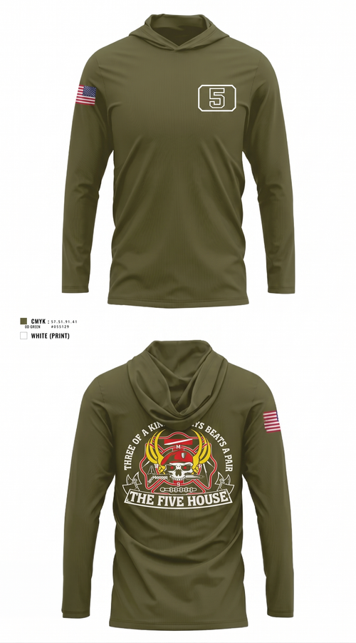 Greensboro Fire Department Rescue 5 92671362 Long Sleeve Performance Shirt with hood - 2