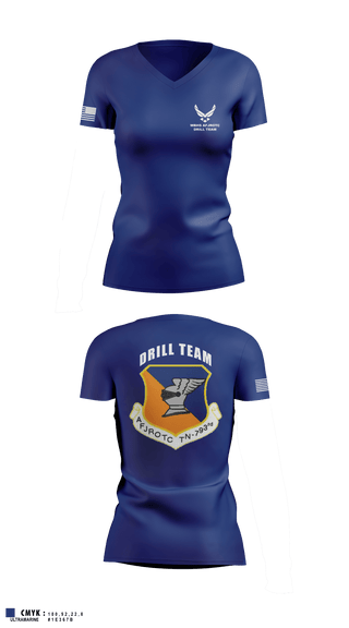 Women's Short Sleeve Vneck Shirt, WBHS AFJROTC, Air Force, Teamtime, Team time, sublimation, custom sports apparel, team uniforms, spirit wear, spiritwear, sports uniforms, custom shirts, team store, custom team store, fundraiser sports, apparel fundraiser