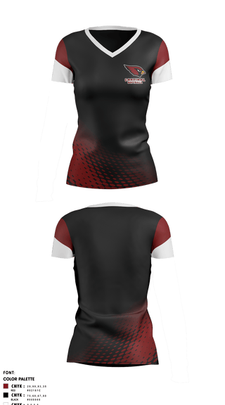 Women's Short Sleeve Vneck Shirt, Pompton Lakes Cardinals, Softball, Teamtime, Team time, sublimation, custom sports apparel, team uniforms, spirit wear, spiritwear, sports uniforms, custom shirts, team store, custom team store, fundraiser sports, apparel fundraiser