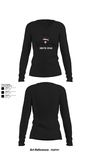 Women's Long Sleeve Vneck Shirt, 380th HVAC, , Teamtime, Team time, sublimation, custom sports apparel, team uniforms, spirit wear, spiritwear, sports uniforms, custom shirts, team store, custom team store, fundraiser sports, apparel fundraiser