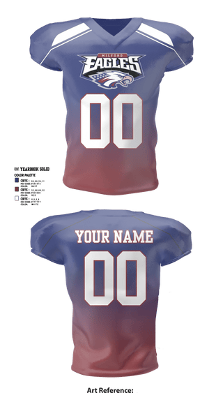 Football Jersey, Milford Eagles Pop Warner Football and Cheer, Football, Teamtime, Team time, sublimation, custom sports apparel, team uniforms, spirit wear, spiritwear, sports uniforms, custom shirts, team store, custom team store, fundraiser sports, apparel fundraiser