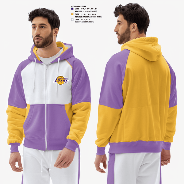 Zip Hoodie, Los angles lakers, Men's Basketball, Teamtime, Team time, sublimation, custom sports apparel, team uniforms, spirit wear, spiritwear, sports uniforms, custom shirts, team store, custom team store, fundraiser sports, apparel fundraiser