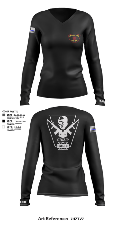 Erie police department 42261710 Women's Long Sleeve V-neck Shirt - 7