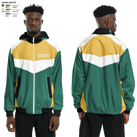 Windbreaker, Spartens, Men's Basketball, Teamtime, Team time, sublimation, custom sports apparel, team uniforms, spirit wear, spiritwear, sports uniforms, custom shirts, team store, custom team store, fundraiser sports, apparel fundraiser