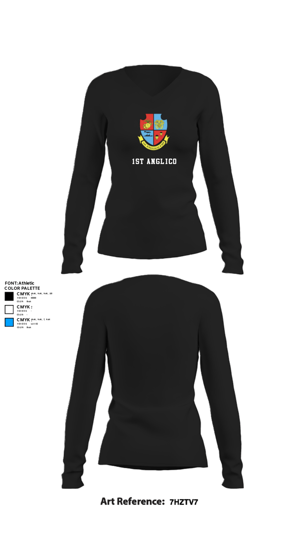 Women's Long Sleeve Vneck Shirt, 1st Anglico, , Teamtime, Team time, sublimation, custom sports apparel, team uniforms, spirit wear, spiritwear, sports uniforms, custom shirts, team store, custom team store, fundraiser sports, apparel fundraiser