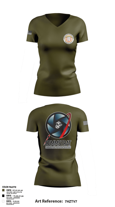 MCRDPI COMMSTRAT 84265949 Women's Short Sleeve V-neck Shirt - 1