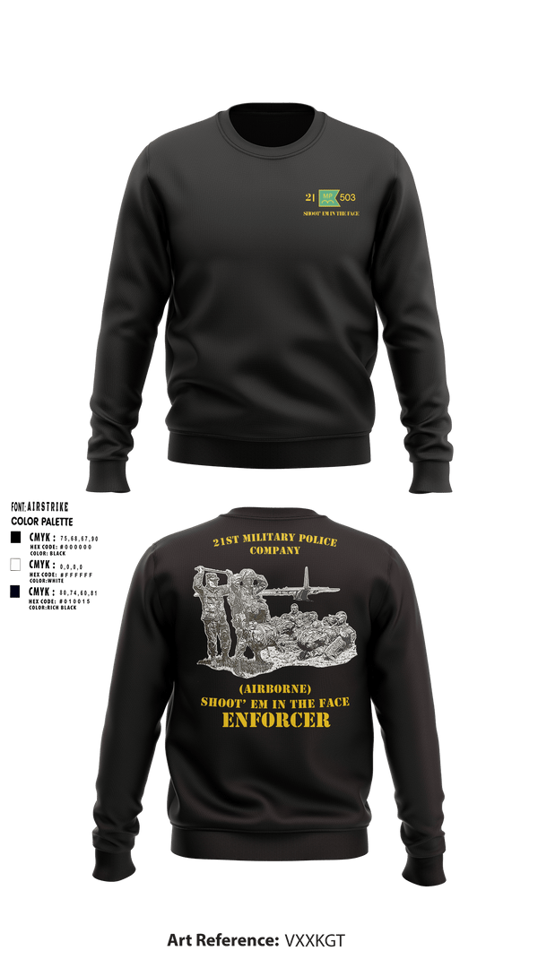 Crew Neck Sweatshirt, 21ST MILITARY POLICE COMPANY (AIRBORNE), Army, Teamtime, Team time, sublimation, custom sports apparel, team uniforms, spirit wear, spiritwear, sports uniforms, custom shirts, team store, custom team store, fundraiser sports, apparel fundraiser