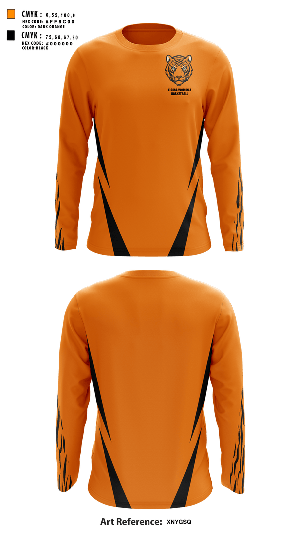Long Sleeve Performance Shirt, Tigers, Women's Basketball, Teamtime, Team time, sublimation, custom sports apparel, team uniforms, spirit wear, spiritwear, sports uniforms, custom shirts, team store, custom team store, fundraiser sports, apparel fundraiser