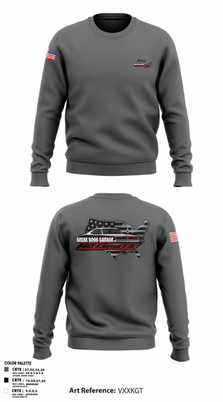 Crew Neck Sweatshirt, Brake Boss Garage, Marines, Teamtime, Team time, sublimation, custom sports apparel, team uniforms, spirit wear, spiritwear, sports uniforms, custom shirts, team store, custom team store, fundraiser sports, apparel fundraiser