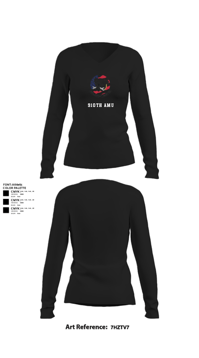 910th AMU 89979521 Women's Long Sleeve V-neck Shirt - 22